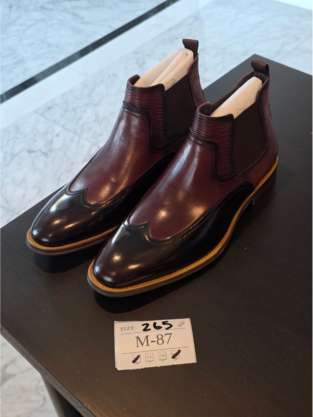 Men's Burgundy & Black Leather Chelsea Boots